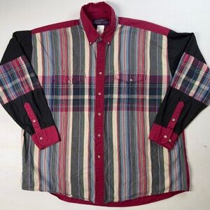 VTG Wrangler Western 18 1/2 x 36 long tail shirt in a Burgundy and Plaid Cowboy